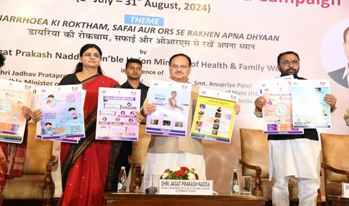 Union Health Minister, Shri JP Nadda launches National STOP Diarrhoea Campaign 2024 in the presence of Union Ministers of State, Smt. Anupriya Patel and Shri Jadhav Patraprao Ganpatrao Union Health Minister, Shri JP Nadda launches National STOP Diarrhoea Campaign 2024 in the presence of Union Ministers of State, Smt. Anupriya Patel and Shri Jadhav Patraprao Ganpatrao