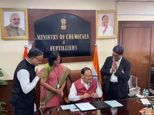 Shri Jagat Prakash Nadda takes charge as Union Minister of Chemicals & Fertilizers Shri Jagat Prakash Nadda takes charge as Union Minister of Chemicals & Fertilizers