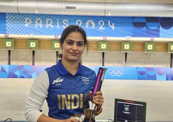 Manu Bhaker Wins Bronze Medal in 10m Air Pistol at Paris Olympics 2024 Manu Bhaker Wins Bronze Medal in 10m Air Pistol at Paris Olympics 2024