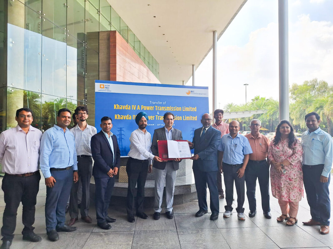 RECPDCL Hands Over 2 SPVs viz. Khavda IV A Power Transmission Limited to M/s Adani Energy Solutions Limited and Khavda IV C Power Transmission Limited to M/s Sterlite Grid 38 Limited. RECPDCL Hands Over 2 SPVs viz. Khavda IV A Power Transmission Limited to M/s Adani Energy Solutions Limited and Khavda IV C Power Transmission Limited to M/s Sterlite Grid 38 Limited.