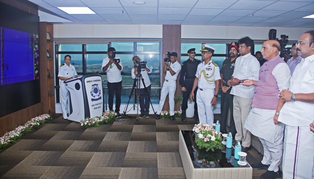 Raksha Mantri Shri Rajnath Singh inaugurates new state-of-the-art ICG Maritime Rescue Coordination Centre building in Chennai Raksha Mantri Shri Rajnath Singh inaugurates new state-of-the-art ICG Maritime Rescue Coordination Centre building in Chennai