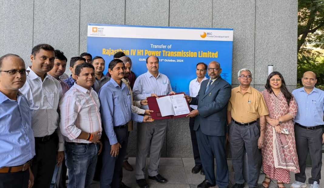 RECPDCL Hands Over Rajasthan-IV H-1 Power Transmission Limited to M/s Power Grid Corporation of India Limited. RECPDCL Hands Over Rajasthan-IV H-1 Power Transmission Limited to M/s Power Grid Corporation of India Limited.