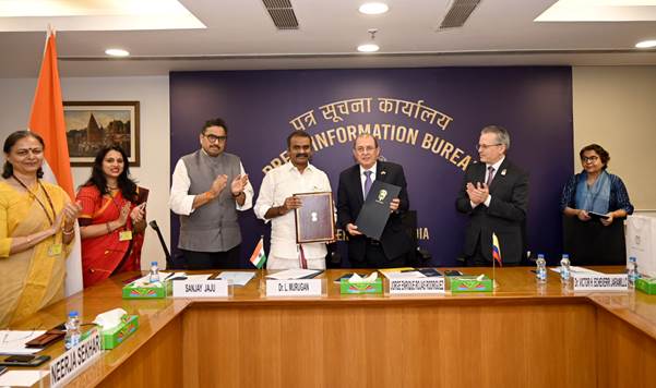 India and Colombia sign Audio-Visual Co-Production Agreement to boost film co-production and cultural ties. India and Colombia sign Audio-Visual Co-Production Agreement to boost film co-production and cultural ties.