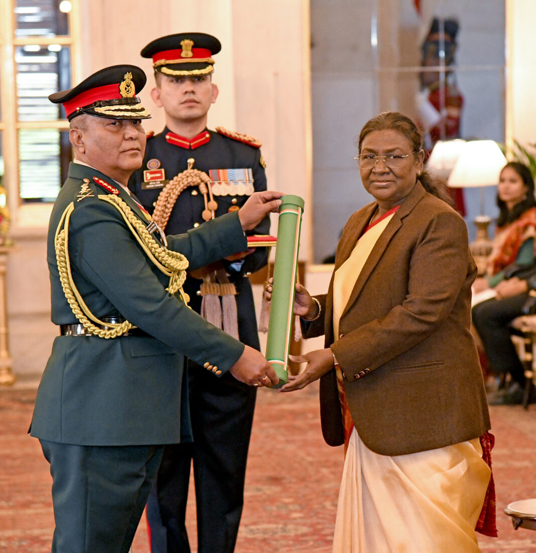 President of India confers the Honorary Rank of General of the Indian Army on General Ashok Raj Sigdel President of India confers the Honorary Rank of General of the Indian Army on General Ashok Raj Sigdel