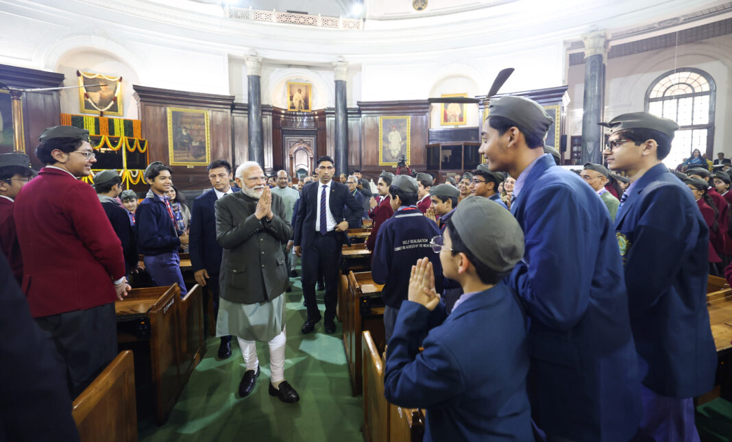 Prime Minister Shri Narendra Modi interacts with students on Parakram Diwas Prime Minister Shri Narendra Modi interacts with students on Parakram Diwas