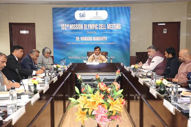 Union Minister Dr. Mansukh Mandaviya chairs 152nd MOC Meeting to Begin Preparations for LA 2028 Olympics Union Minister Dr. Mansukh Mandaviya chairs 152nd MOC Meeting to Begin Preparations for LA 2028 Olympics