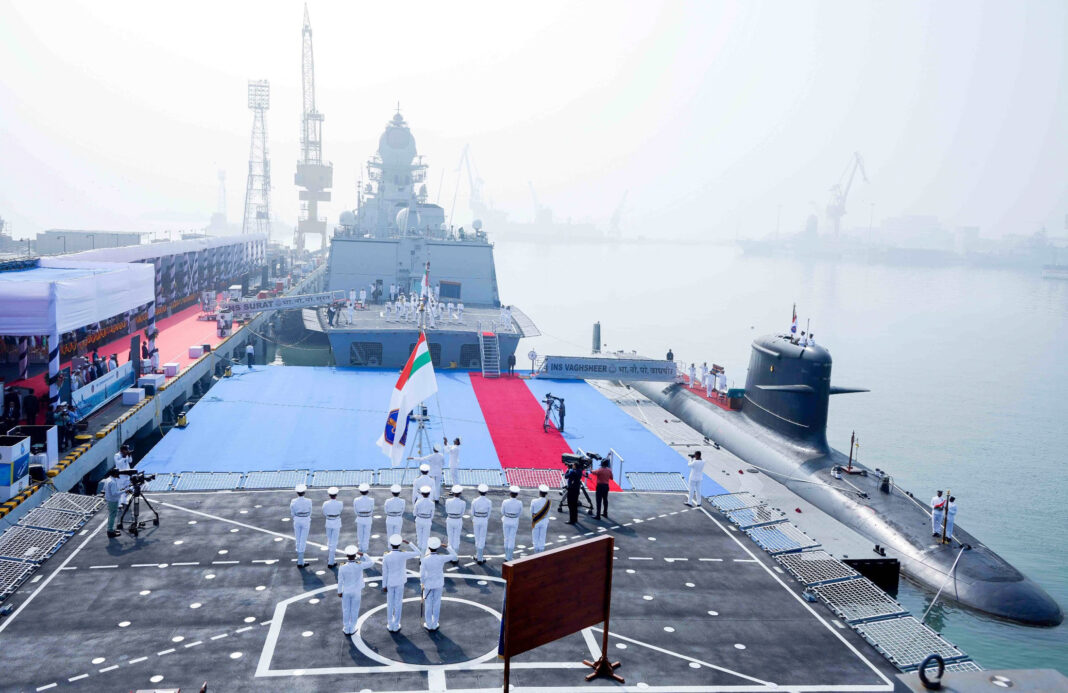 Prime Minister Shri Narendra Modi dedicates to the nation frontline naval combatants – INS Surat, INS Nilgiri & INS Vaghsheer – in Mumbai Prime Minister Shri Narendra Modi dedicates to the nation frontline naval combatants – INS Surat, INS Nilgiri & INS Vaghsheer – in Mumbai