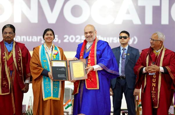 Union Home Minister and Minister of Cooperation Shri Amit Shah addresses the 18th convocation ceremony of Ganpat University in Mehsana, Gujarat Union Home Minister and Minister of Cooperation Shri Amit Shah addresses the 18th convocation ceremony of Ganpat University in Mehsana, Gujarat