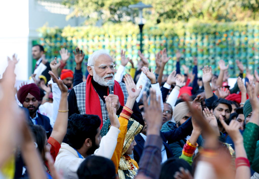 PM interacts with NCC Cadets, NSS Volunteers, Tribal guests and Tableaux Artists 1 image 21