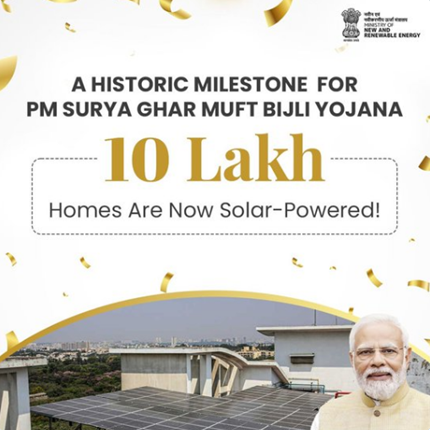 PM Surya Ghar: India’s Solar Revolution Muft Bijli Yojana Reaches 10 Lakh Installations PM Surya Ghar: India’s Solar Revolution Muft Bijli Yojana Reaches 10 Lakh Installations