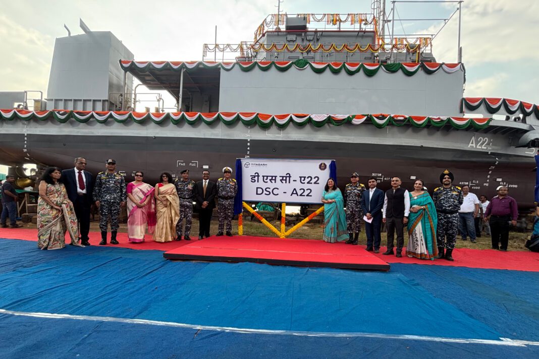 Indian Navy Launches DSC A22, Third Ship of 05 x Diving Support Craft Project at Titagarh Indian Navy Launches DSC A22, Third Ship of 05 x Diving Support Craft Project at Titagarh