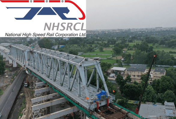 Second 100 m Span of a 2 x 100 m long Steel Bridge Launched over NH – 48 in Gujarat for Mumbai-Ahmedabad Bullet Train Project Second 100 m Span of a 2 x 100 m long Steel Bridge Launched over NH – 48 in Gujarat for Mumbai-Ahmedabad Bullet Train Project
