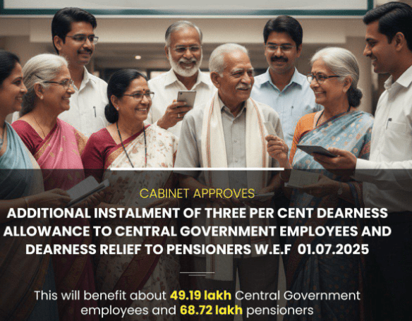 Cabinet Approves 3% Additional Dearness Allowance for Central Employees and Pensioners Cabinet Approves 3% Additional Dearness Allowance for Central Employees and Pensioners