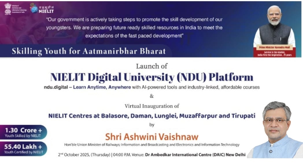 Union Minister to Launch NIELIT Digital University, New Centres to Boost Digital Education Across India Union Minister to Launch NIELIT Digital University, New Centres to Boost Digital Education Across India