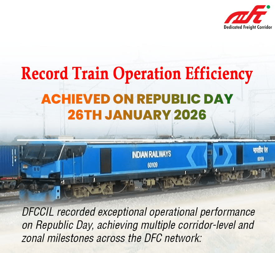 DFCCIL Achieves Record Train Interchange on Republic Day 2026 DFCCIL Achieves Record Train Interchange on Republic Day 2026