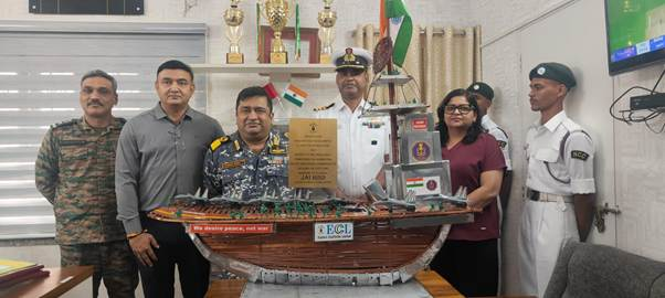 ECL Warship Model made from mining scrap presented to Indian Navy
